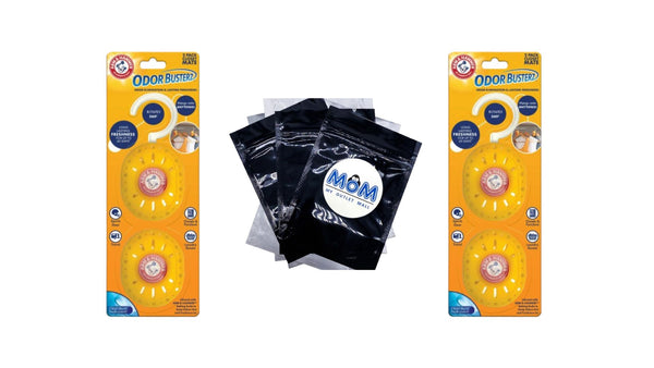 Odor Busterz Closet Mate -  2 packs - 2 count per pack plus 3 My Outlet Mall Resealable Storage Pouches