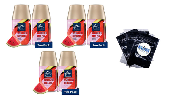 Automatic Spray Refill, Air Freshener, Infused with Essential Oils, Wonder Melon, 6.2 oz - 3 packs - 2 Count  per pack - plus 3 My Outlet Mall Resealable Storage Pouches