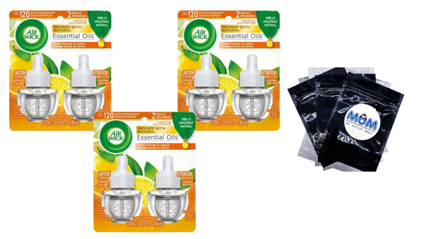 Pure Scented Oils Refill, Sparkling Citrus Fragrance - 3 packs - 2 Count per pack - plus 3 My Outlet Mall Resealable Storage Pouches