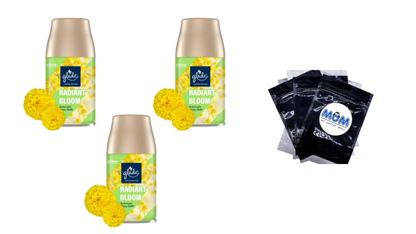 Automatic Spray Air Freshener, Radiant Bloom Limited Edition - 3 packs - 6.2 oz per pack - plus 3 My Outlet Mall Resealable Storage Pouches
