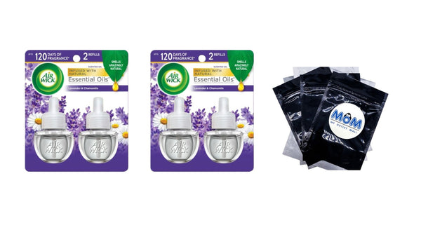 Plug in Scented Oil Refill, Air Freshener, Essential Oils, Lavender and Chamomile - 2 packs - 2 Count per pack - plus 3 My Outlet Mall Resealable Storage Pouches
