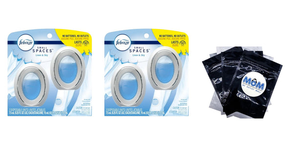 Small Spaces Air Freshener, Odor-Fighting, Linen & Sky - 2 packs - 2 count per pack - plus 3 My Outlet Mall Resealable Storage Pouches