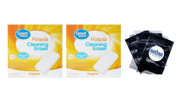 Original Miracle Eraser - 2 packs - 2 count per pack - plus 3 My Outlet Mall Resealable Storage Pouches