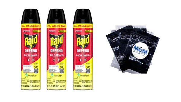 Defend Indoor Defense System Roach and Ant Killer Spray Value Size - 3 packs - 20 oz per pack plus 3 My Outlet Mall Resealable Storage Pouches