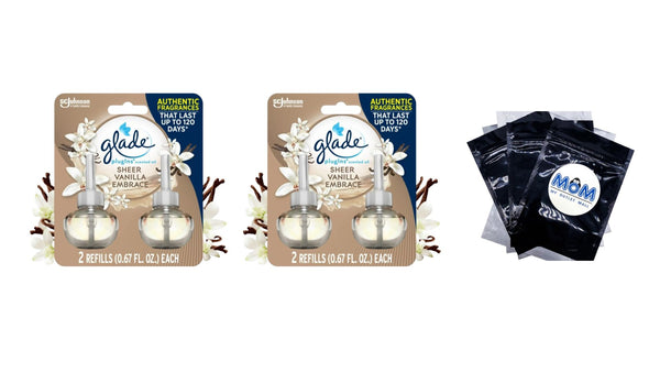 PlugIns Scented Oil, Sheer Vanilla Embrace, Infused with Essential Oils, 0.67 oz - 2 packs - 2 Count  per pack - plus 3 My Outlet Mall Resealable Storage Pouches
