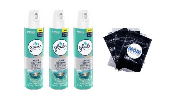 Air Freshener Spray Infused with Essential Oils, Sky & Sea Salt - 3 packs - 8.0 oz per pack - plus 3 My Outlet Mall Resealable Storage Pouches