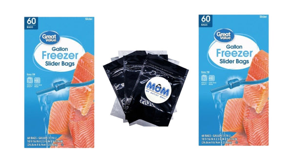 Gallon Freezer Guard Slider Zipper Bags - 2 packs -  60 Count per pack - plus 3 My Outlet Mall Resealable Storage Pouches