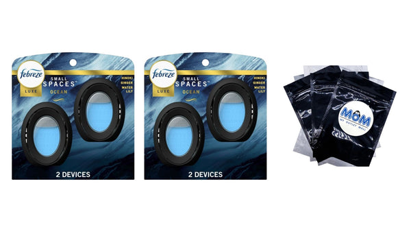 Small Spaces Air Freshener, Odor-Fighting, Ocean Scent - 2 packs - 2 count per pack - plus 3 My Outlet Mall Resealable Storage Pouches