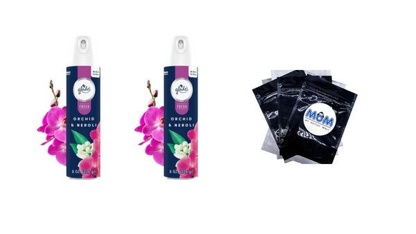 Air Freshener Spray, Orchid & Neroli, Fresh Collection, Fragrance Infused with Essential Oils, 100% Natural Propellent - 2 packs - 8.0 oz per pack - plus 3 My Outlet Mall Resealable Storage Pouches