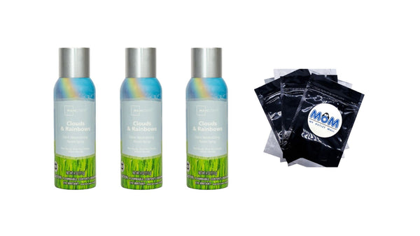 Odor Neutralizing Room Spray, Clouds & Rainbows Air Freshner -  3 packs - 4 oz per pack  plus 3 My Outlet Mall Resealable Storage Pouches
