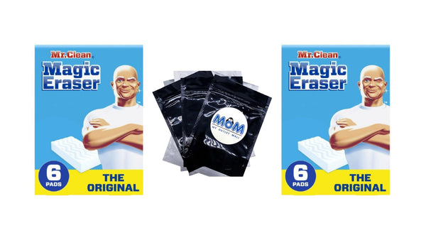 Magic Eraser Original, Cleaning Pads with Durafoam - 2 packs -  6 count per pack - plus 3 My Outlet Mall Resealable Storage Pouches