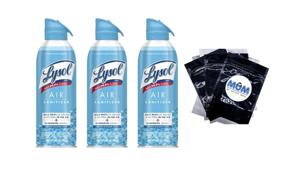 Air Sanitizer Spray, For Air Sanitization & Odor Elimination, Cotton Blossom Scent - 3 packs - 10 oz per pack - plus 3 My Outlet Mall Resealable Storage Pouches
