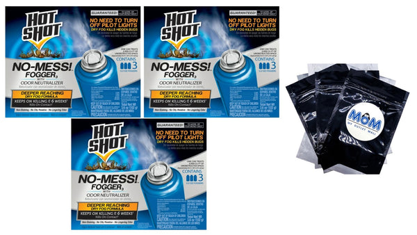 No Mess! Fogger with Odor Neutralizer Kills Carpenter Ants Spiders Fleas and More -  3 packs - 3 count per pack plus 3 My Outlet Mall Resealable Storage Pouches