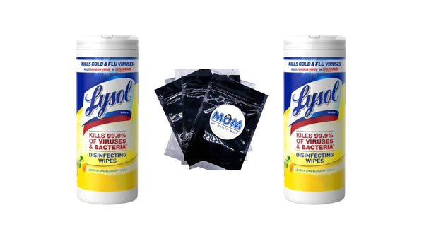 Disinfectant Wipes, Multi-Surface Antibacterial Cleaning Wipes, For Disinfecting and Cleaning, Lemon and Lime Blossom - 2 packs - 35 count - per pack - plus 3 My Outlet Mall Resealable Storage Pouches