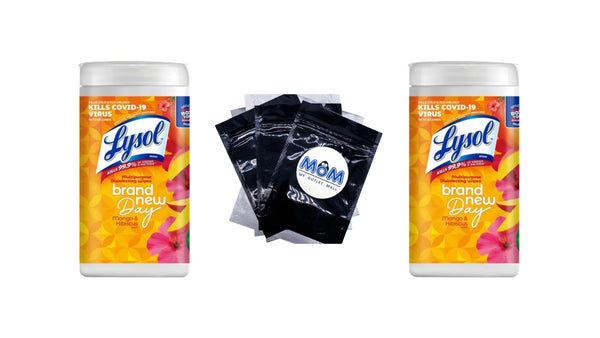 Disinfectant Wipes, Multi-Surface Antibacterial Wipes, Mango & Hibiscus Scent - 2 packs - 80 count per pack - plus 3 My Outlet Mall Resealable Storage Pouches