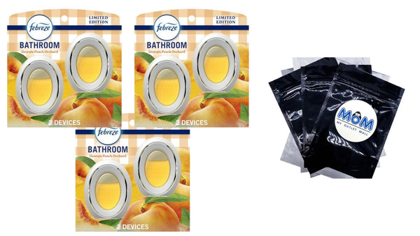 Bathroom Air Freshener, Small Spaces Odor-Fighting Georgia Peach Orchard -  3 packs - 2 count per pack plus 3 My Outlet Mall Resealable Storage Pouches