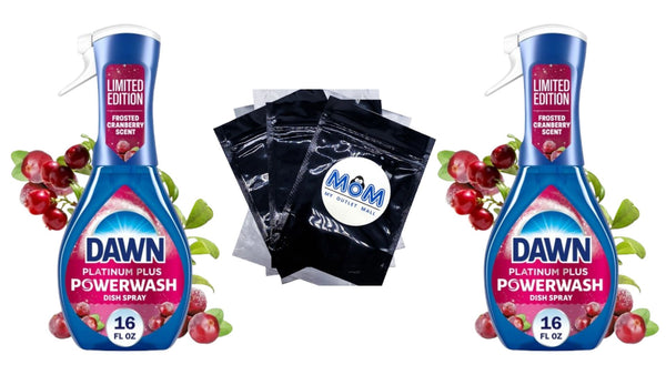 Powerwash Spray, Dish Soap, Dishwashing Liquid, Cranberry, 1 Starter Kit - 2 Packs - 16 oz per pack - plus 3 My Outlet Mall Resealable Storage Pouches