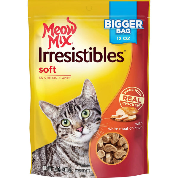 Irresistibles Soft Cat Treats With White Meat Chicken, 2 pack, 12 oz per pack, plus 3 My Outlet Mall Resealable Storage Pouches