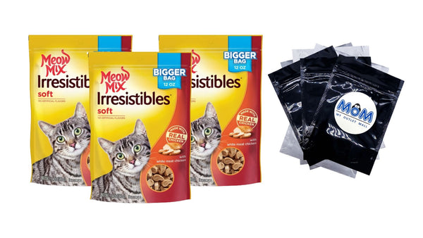 Irresistibles Soft Cat Treats With White Meat Chicken, 3 pack, 12 oz per pack, plus 3 My Outlet Mall Resealable Storage Pouches