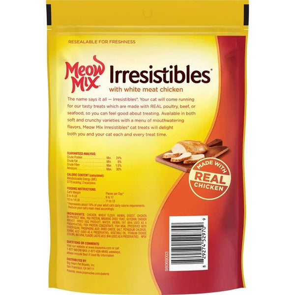 Irresistibles Soft Cat Treats With White Meat Chicken, 3 pack, 12 oz per pack, plus 3 My Outlet Mall Resealable Storage Pouches