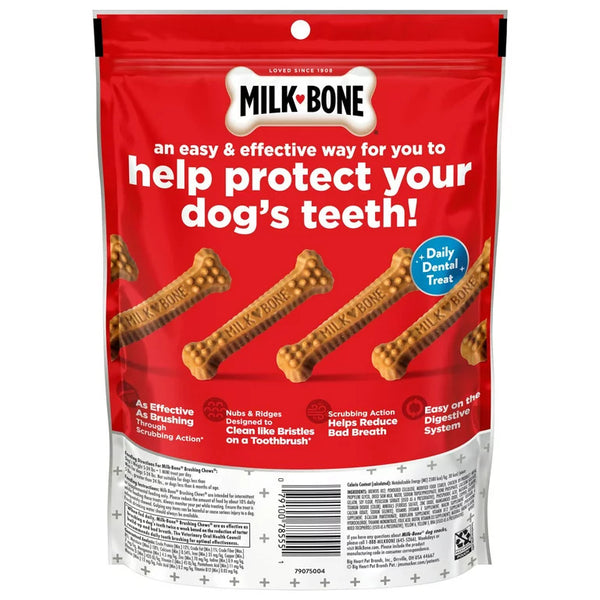 Brushing Chews Daily Dental Dog Treats, Mini, 3 pack, 7.1 oz (18 Bones) per pack, plus 3 My Outlet Mall Resealable Storage Pouches