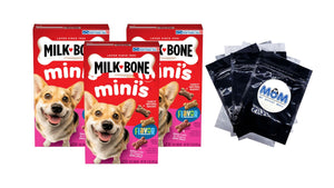 Flavor Snacks Mini Dog Biscuits, Flavored Crunchy Dog Treats, 3 pack, 15 oz per pack, plus 3 My Outlet Mall Resealable Storage Pouches