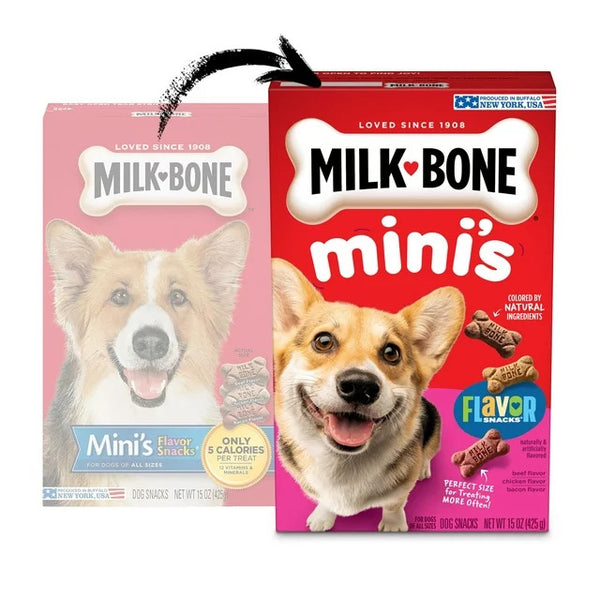 Flavor Snacks Mini Dog Biscuits, Flavored Crunchy Dog Treats, 1 pack, 15 oz, plus 3 My Outlet Mall Resealable Storage Pouches