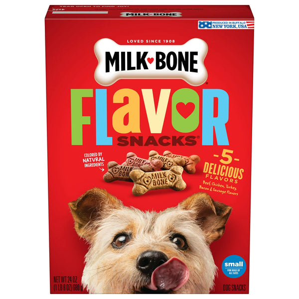 Flavor Snacks Small Dog Biscuits, Flavored Crunchy Dog Treats, 2 pack, 24 oz per pack, plus 3 My Outlet Mall Resealable Storage Pouches