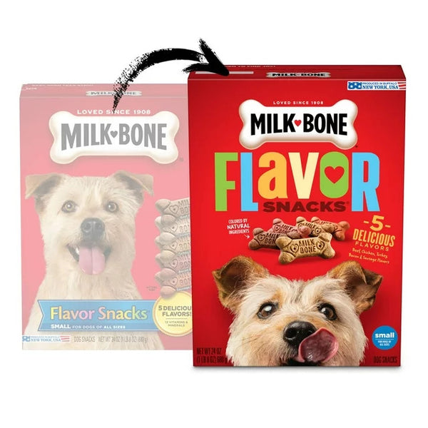 Flavor Snacks Small Dog Biscuits, Flavored Crunchy Dog Treats, 2 pack, 24 oz per pack, plus 3 My Outlet Mall Resealable Storage Pouches