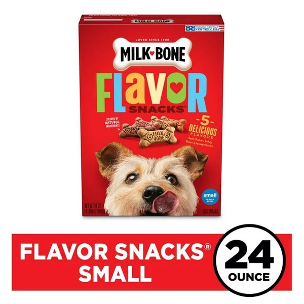 Flavor Snacks Small Dog Biscuits, Flavored Crunchy Dog Treats, 1 pack, 24 oz, plus 3 My Outlet Mall Resealable Storage Pouches