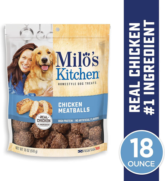 Chicken Meatballs Dog Treats, 3 pack, 18 oz per pack, plus 3 My Outlet Mall Resealable Storage Pouches