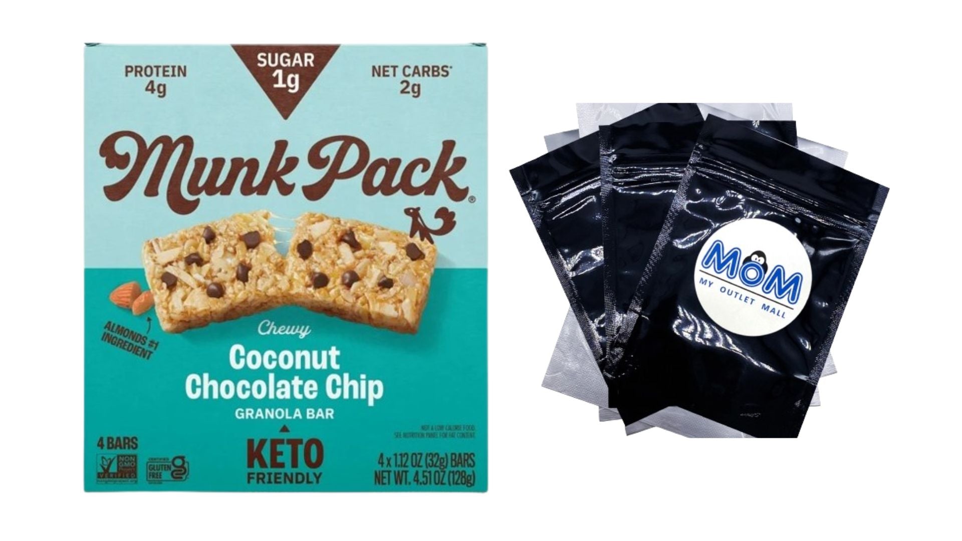 Chewy Granola Bars, Coconut Chocolate Chip, 1 pack, 4.51 oz 4 count, plus 3 My Outlet Mall Resealable Storage Pouches