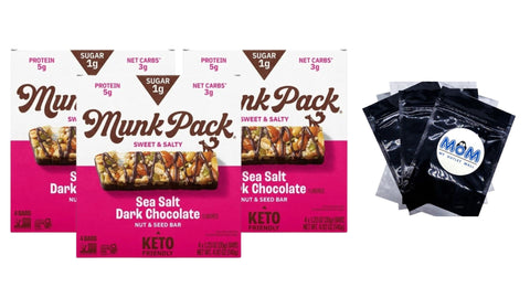 Sugar Nut and Seed Bars Sea Salt Dark Chocolate Shelf-Stable Box, 3 Packs, 4 count per pack, plus 3 My Outlet Mall Resealable Storage Pouches