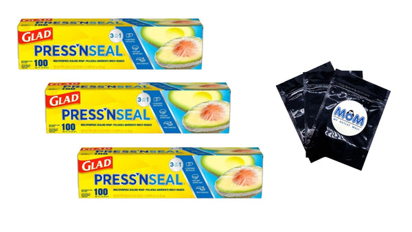 Press'n Seal Plastic Food Wrap - 3 packs - 100 sq ft Roll per pack - plus 3 My Outlet Mall Resealable Storage Pouches
