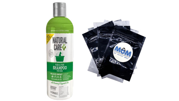 Flea and Tick Dog Shampoo with Certified Natural Oils - 1 pack - 12 oz - plus 3 My Outlet Mall Resealable Storage Pouches
