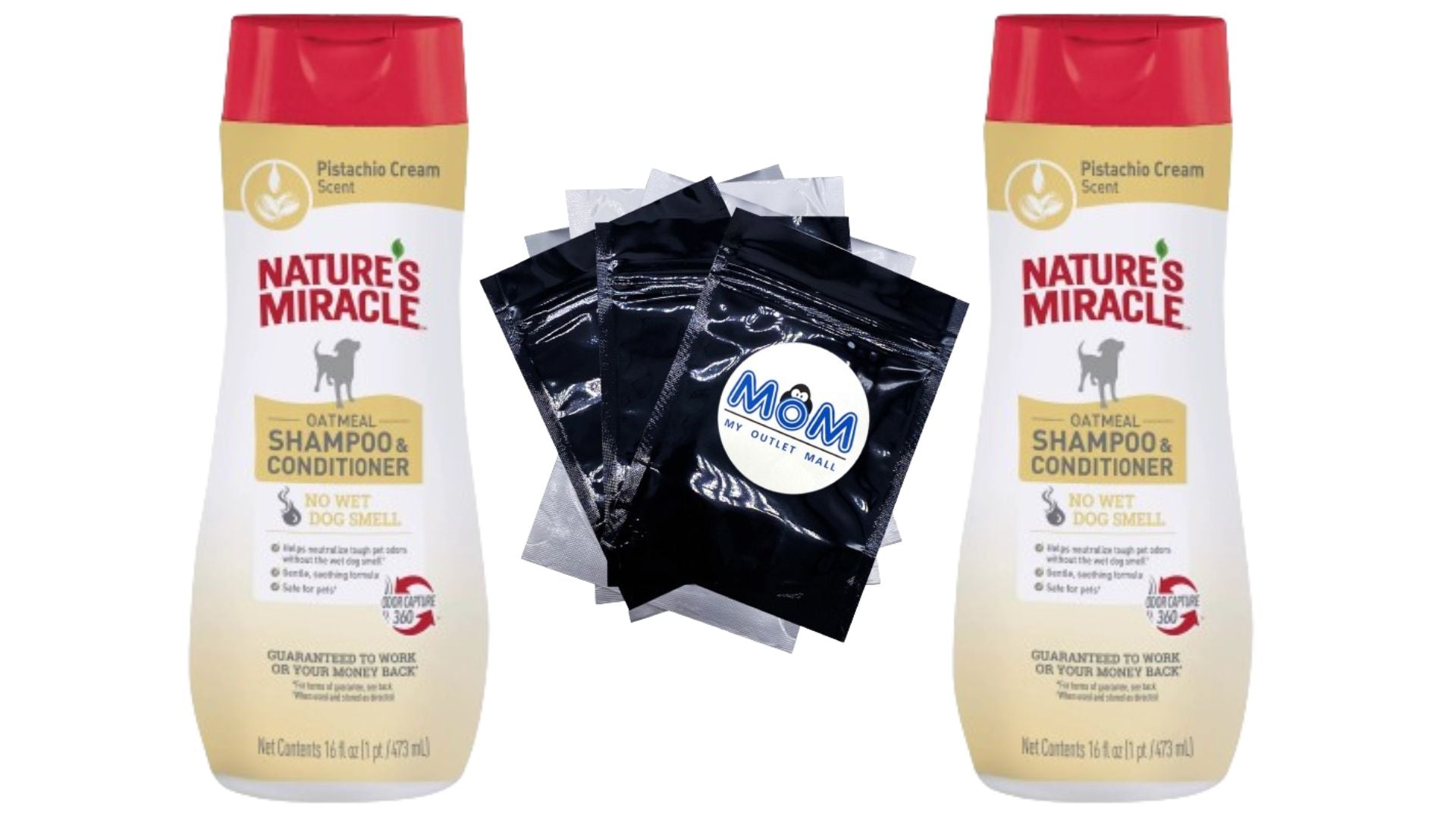 Oatmeal Dog Shampoo & Conditioner, Pistachio Cream Scent - 2 packs - 16 oz - plus 3 My Outlet Mall Resealable Storage Pouches