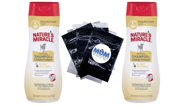 Oatmeal Dog Shampoo & Conditioner, Pistachio Cream Scent - 2 packs - 16 oz - plus 3 My Outlet Mall Resealable Storage Pouches