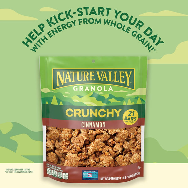 Crunchy Granola, Cinnamon, Resealable Bag, 3 pack, 16 oz per pack, plus 3 My Outlet Mall Resealable Storage Pouches