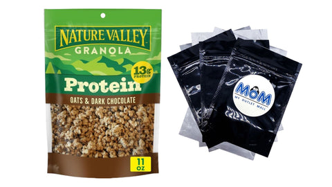 Protein Granola, Oats and Dark Chocolate, Resealable Bag, 1 pack, 11 oz, plus 3 My Outlet Mall Resealable Storage Pouches