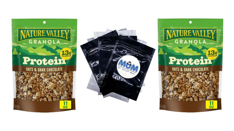 Protein Granola, Oats and Dark Chocolate, Resealable Bag, 2 pack, 11 oz per pack, plus 3 My Outlet Mall Resealable Storage Pouches