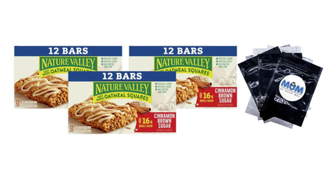 Soft-Baked Oatmeal Squares, Cinnamon Brown Sugar, 3 pack, 12 Count per pack, plus 3 My Outlet Mall Resealable Storage Pouches