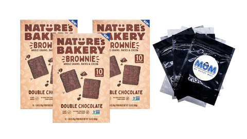 Double Chocolate Brownie, Twin Packs, 3 pack, 10 Count per pack, plus 3 My Outlet Mall Resealable Storage Pouches