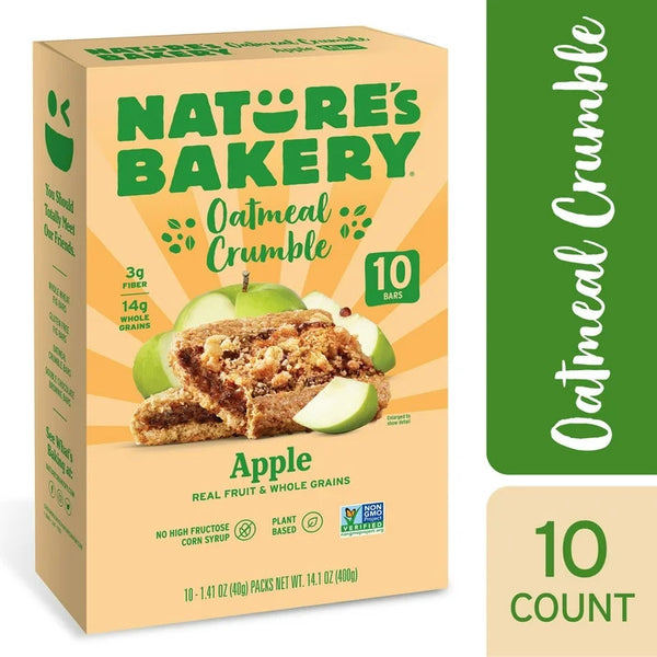 Oatmeal Crumble Apple Breakfast Snack Bars, 2 pack, 10 Count per pack, plus 3 My Outlet Mall Resealable Storage Pouches