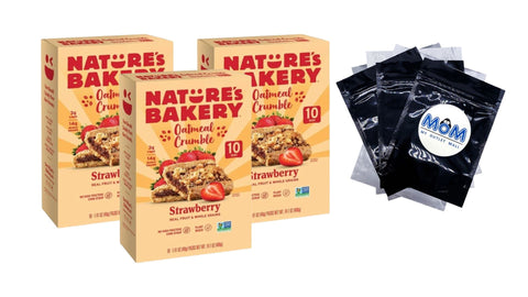 Oatmeal Crumble, Strawberry Breakfast Snack Bars, 3 pack, 10 Count per pack, plus 3 My Outlet Mall Resealable Storage Pouches