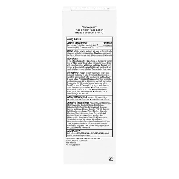Age Shield Face Oil-free Sunscreens SPF 70 - 1 pack - 3fl oz - Neutrogena - plus 3 My Outlet Mall Resealable Storage Pouches
