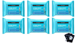 Neutrogena Hydro Boost Face Cleansing Makeup Remover Wipes ,6 packs ,25 count per pack - plus 3 My Outlet Mall Resealable Storage Pouches