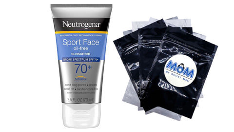 Sport Face Oil-free Lotion Sunscreen SPF 70, 1 pack, 2.5fl oz, Neutrogena, plus 3 My Outlet Mall Resealable Storage Pouches