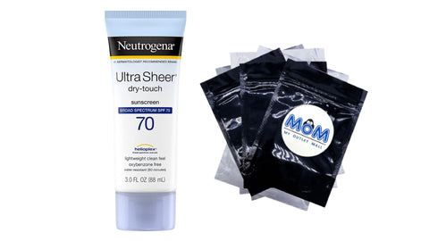 Ultra Sheer Dry-Touch SPF 70 Sunscreen Lotion, 1 pack, 3fl oz, Neutrogena, plus 3 My Outlet Mall Resealable Storage Pouches