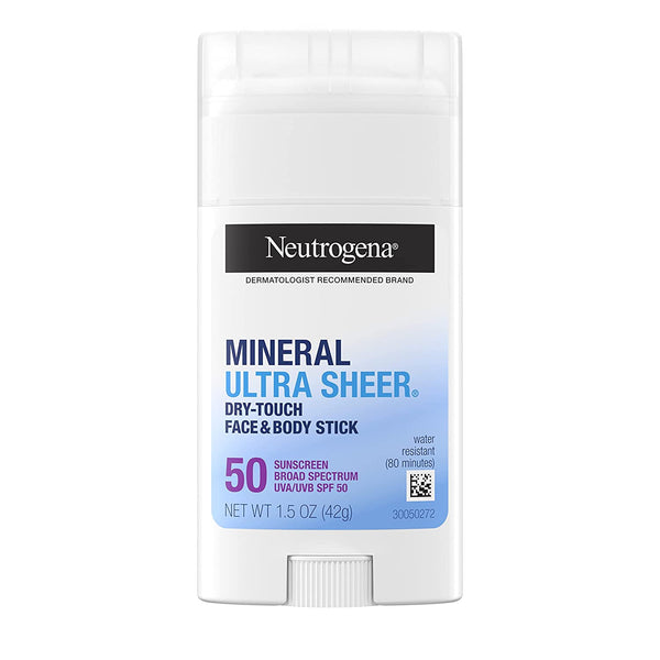 Ultra Sheer SPF 50 Zinc Mineral Sunscreen Stick, 1 pack, 1.5oz, Neutrogena, plus 3 My Outlet Mall Resealable Storage Pouches