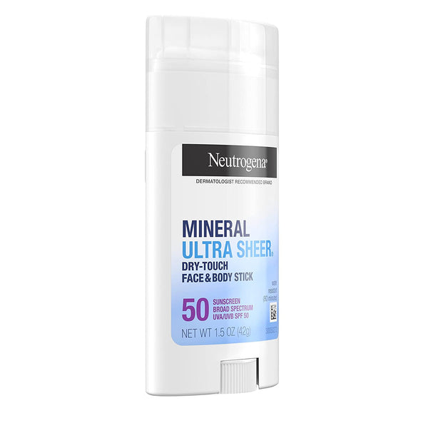 Ultra Sheer SPF 50 Zinc Mineral Sunscreen Stick, 1 pack, 1.5oz, Neutrogena, plus 3 My Outlet Mall Resealable Storage Pouches